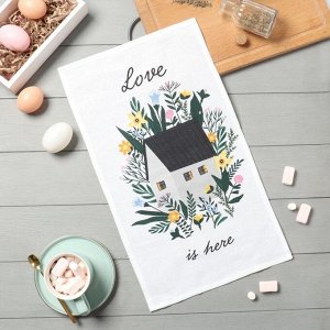Кухонное полотенце «Доляна» Love is here, 28x46 см, 100% хлопок, рогожка 160 г/м²