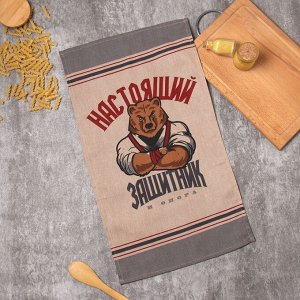 Кухонное полотенце «Доляна. Настоящий защитник», 35x60 см, 100% хлопок, рогожка 160 г/м²