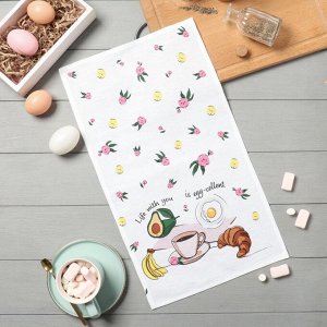 Кухонное полотенце «Доляна» Life with you, 28x46 см, 100% хлопок, рогожка 160 г/м²