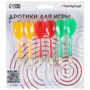 ONLITOP Дротики для дартса ONLYTOP, 6 шт., металлический наконечник, вес 6 г, цвет МИКС
