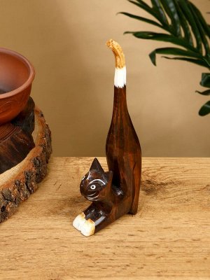 Статуэтка «Кошка вытягивается», h=20 см, дерево