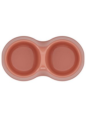 Миска двойная «Мур-мяу» 22.5 см x 13 см x 6 см, 0.2 л, кирпичная