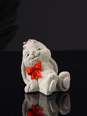 Фигурка гипс «Кролик с бантом», 7 см, серый