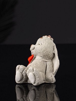 Фигурка гипс «Кролик с бантом», 7 см, серый