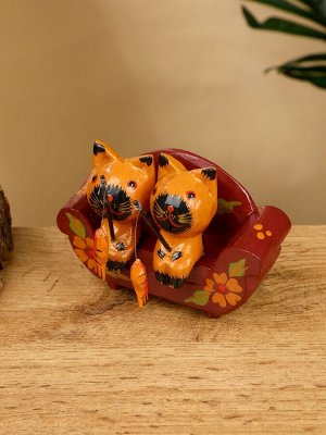 Сувенир "Котята рыбаки" дерево 12х6х9 см