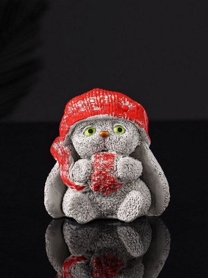 Фигурка гипс «Кролик в шапке», 7 см, серый