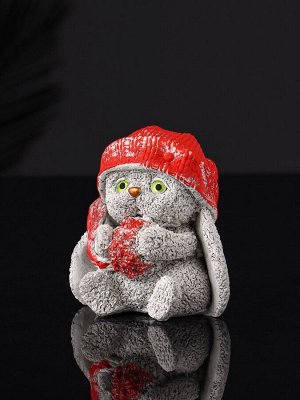 Фигурка гипс «Кролик в шапке», 7 см, серый