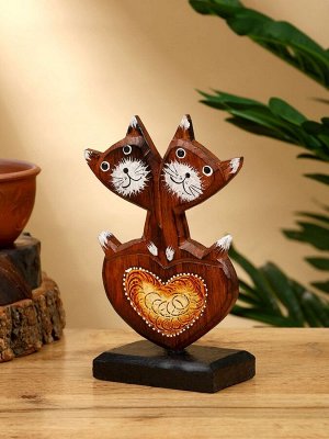 Сувенир «Кошачья парочка», 8x5x15 см, дерево, коричневый