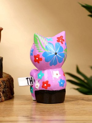 Сувенир «Кот с табличкой WELCOME», 8x5x10 см, дерево, сиреневый
