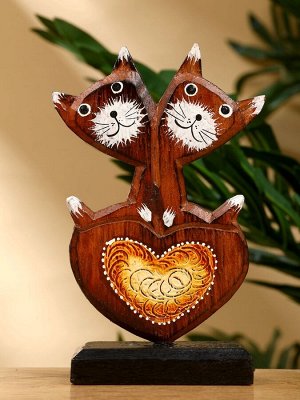 Сувенир «Кошачья парочка», 8x5x15 см, дерево, коричневый