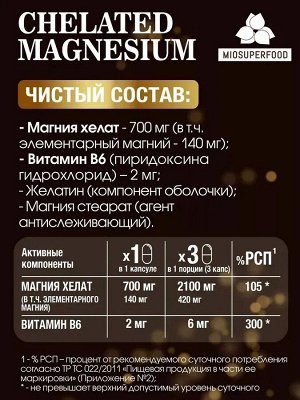 Магний хелат Miosuperfood, капс. 830 мг, №120