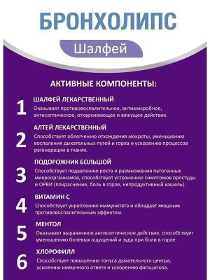 Шалфей бронхолипс, табл. для рассасывания 1000 мг. 30 шт. (БАД)