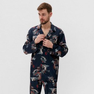 Пижама мужская (рубашка и брюки) KAFTAN "Дракон" размер, синий