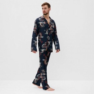 Пижама мужская (рубашка и брюки) KAFTAN "Дракон" размер, синий