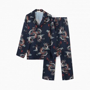 Пижама мужская (рубашка и брюки) KAFTAN "Дракон" размер, синий