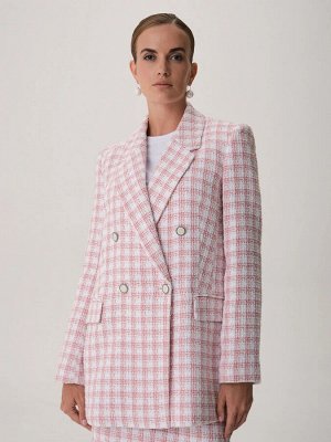 Oversize жакет в клетку Розовый