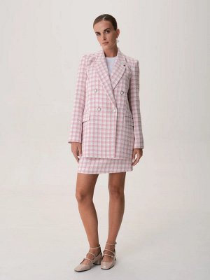 Oversize жакет в клетку Розовый