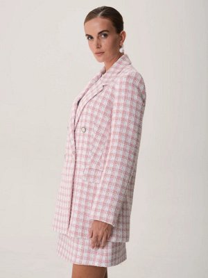 Oversize жакет в клетку Розовый