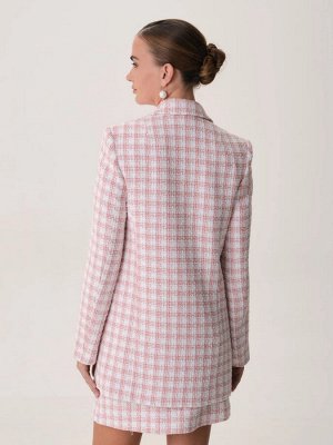 Oversize жакет в клетку Розовый