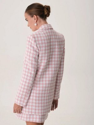 Oversize жакет в клетку Розовый