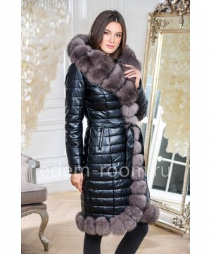 Зимнее пальто из эко-кожиАртикул: RS-566-2-100-CH-P
