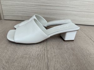 Мюли на каблуке из натуральной кожи, W020/kreda