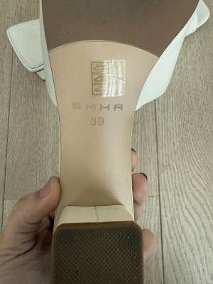 Мюли на каблуке из натуральной кожи, W020/kreda