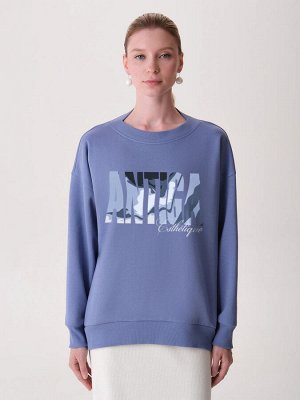 Oversize свитшот с принтом Голубой