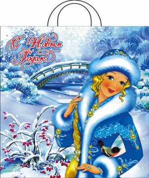 Пакет новогодний ПНД с петлевой ручкой "Снегурочка"