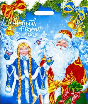 Пакет новогодний ПВД с вырубной ручкой "В гостях у сказки"