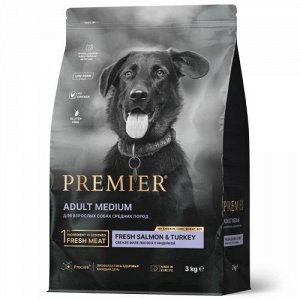 Premier для собак Adult Medium для средних пород Лосось Индейка 3кг