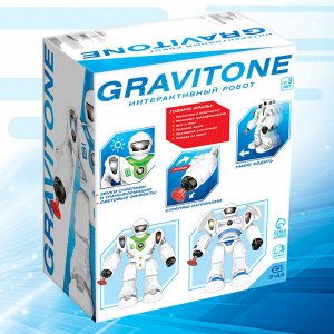 Робот GRAVITONE, свет, звук, стреляет, на батарейках, русская озвучка, цвет синий
