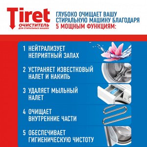 Очиститель для стиральных машин от накипи, грязи и запаха TIRET 250мл "Цветочный", ш/к 90946