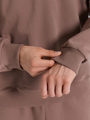 Свитшот мужской таупово-бежевый с растительным орнаментом