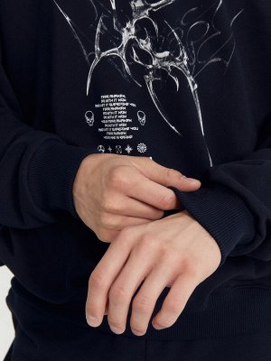 Худи мужское черное с печатью