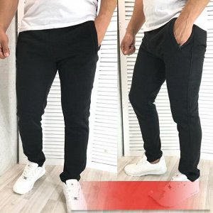 Мужские спортивные штаны 3003 "Однотонные Прямые" Черные