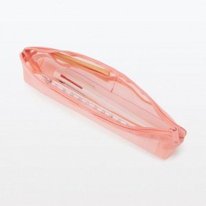 MUJI Nylon Mesh Pen Case with Gusset – пенал из нейлоновой сетки с расширением (розовый)