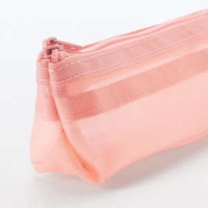 MUJI Nylon Mesh Pen Case with Gusset – пенал из нейлоновой сетки с расширением (розовый)