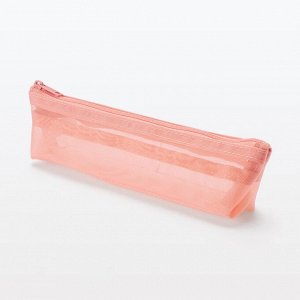 MUJI Nylon Mesh Pen Case with Gusset – пенал из нейлоновой сетки с расширением (розовый)