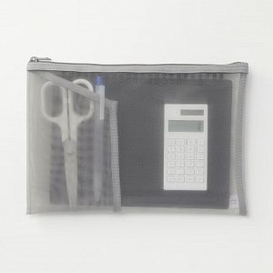 MUJI Nylon Mesh Case with Pocket – органайзер из нейлоновой сетки с карманом, для A5 (серый)