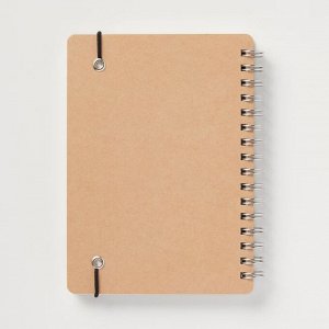 MUJI Premium Paper Double Ring Notebook with Elastic Band – тетрадь A6 в точку, бежевая, 70 листов, с резинкой