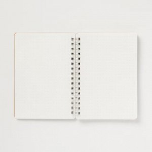 MUJI Premium Paper Double Ring Notebook with Elastic Band – тетрадь A6 в точку, бежевая, 70 листов, с резинкой