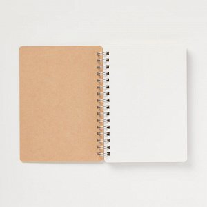 MUJI Premium Paper Double Ring Notebook with Elastic Band – тетрадь A6 в точку, бежевая, 70 листов, с резинкой