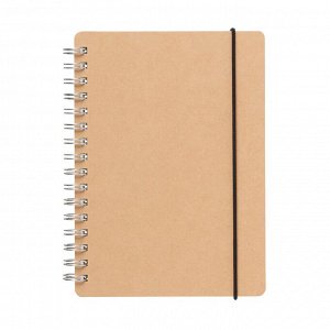MUJI Premium Paper Double Ring Notebook with Elastic Band – тетрадь A6 в точку, бежевая, 70 листов, с резинкой