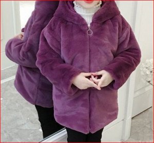 Флисовая куртка с принтом и капюшоном,фиолетовый