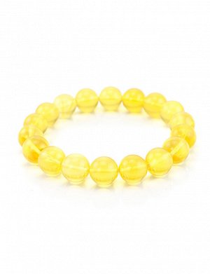 Браслет «Янтарные шары» из прозрачного балтийского янтаря лимонного цвета, 6046201025