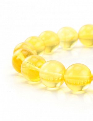 Браслет «Янтарные шары» из прозрачного балтийского янтаря лимонного цвета, 6046201025