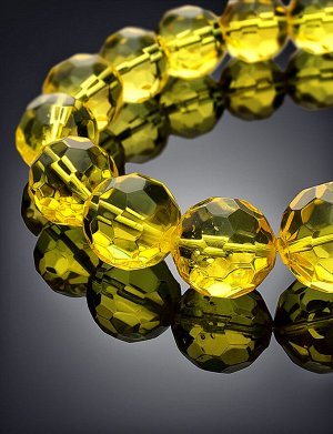 Роскошное ожерелье из натурального цельного янтаря «Карамель алмазная лимонная», 800211015