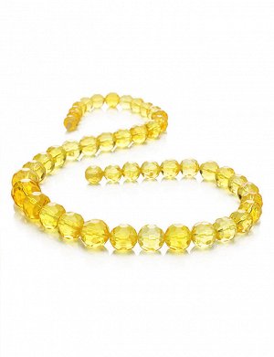 Роскошное ожерелье из натурального цельного янтаря «Карамель алмазная лимонная», 800211015