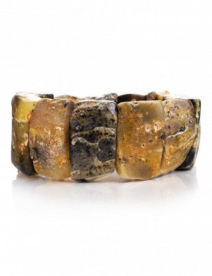 Яркий и необычный браслет из натурального янтаря с природной текстурой «Помпеи», 904908409